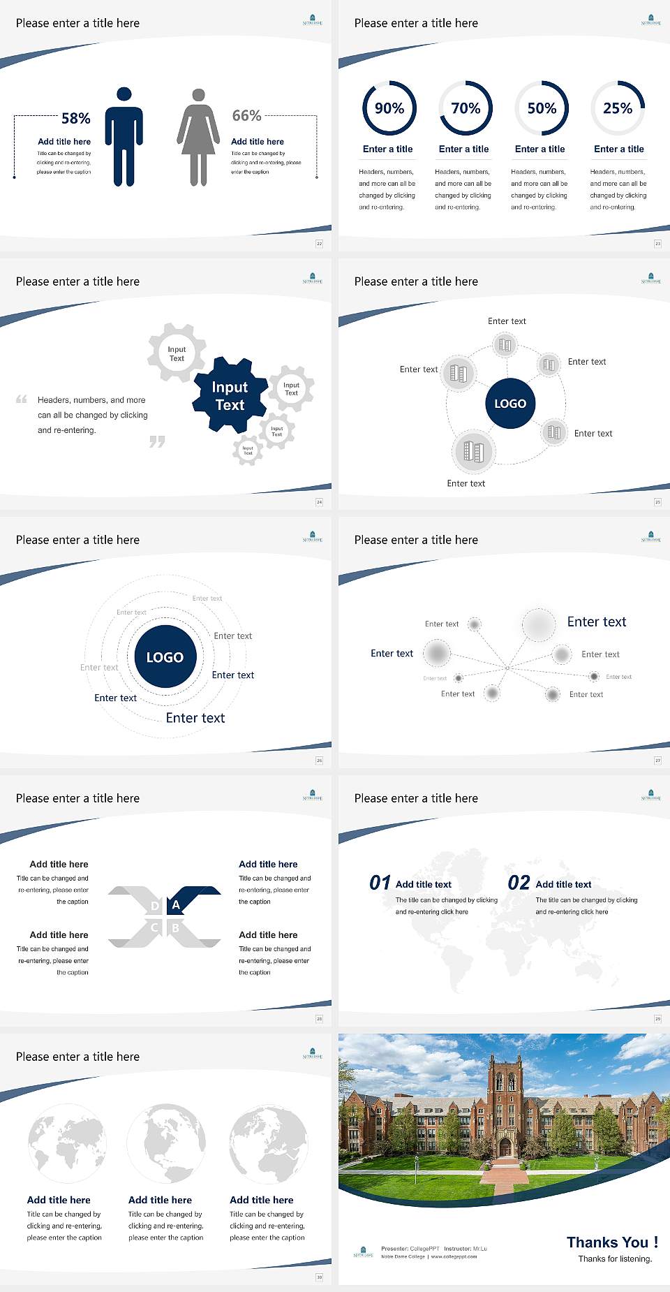 Notre Dame College Course/Courseware Creation PPT Template4:3 ratio PPT effect preview image4