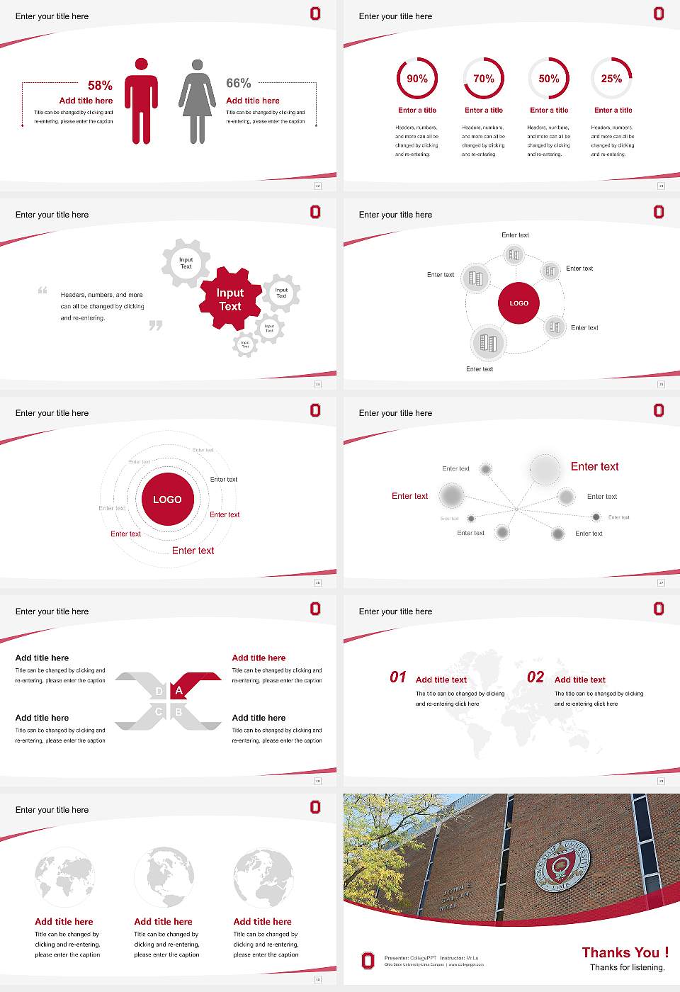 Ohio State University-Lima Campus Course/Courseware Creation PPT Template16:9 ratio PPT effect preview image4