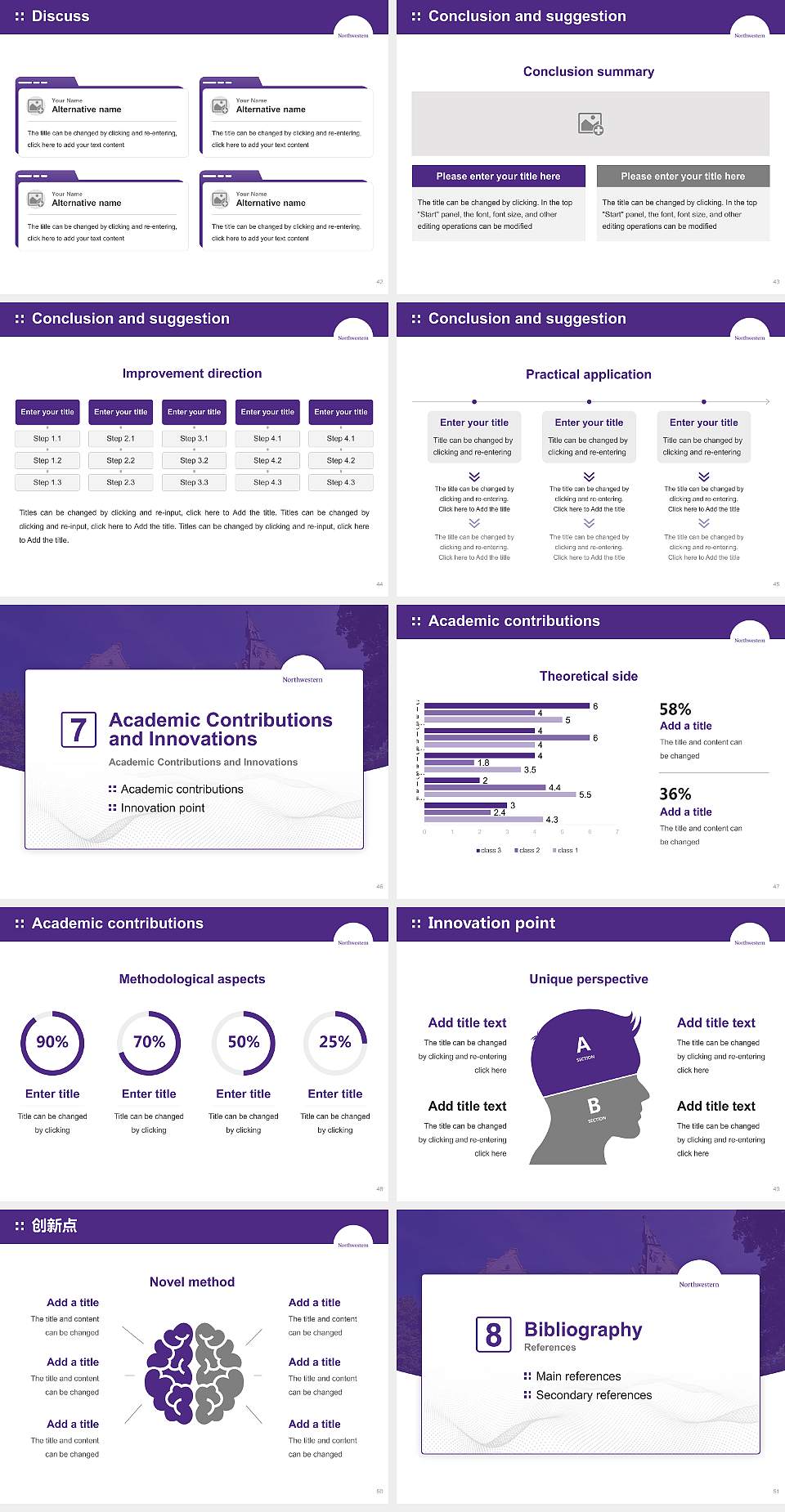 Northwestern University Graduation Thesis Defense PPT Template4:3 ratio PPT effect preview image6