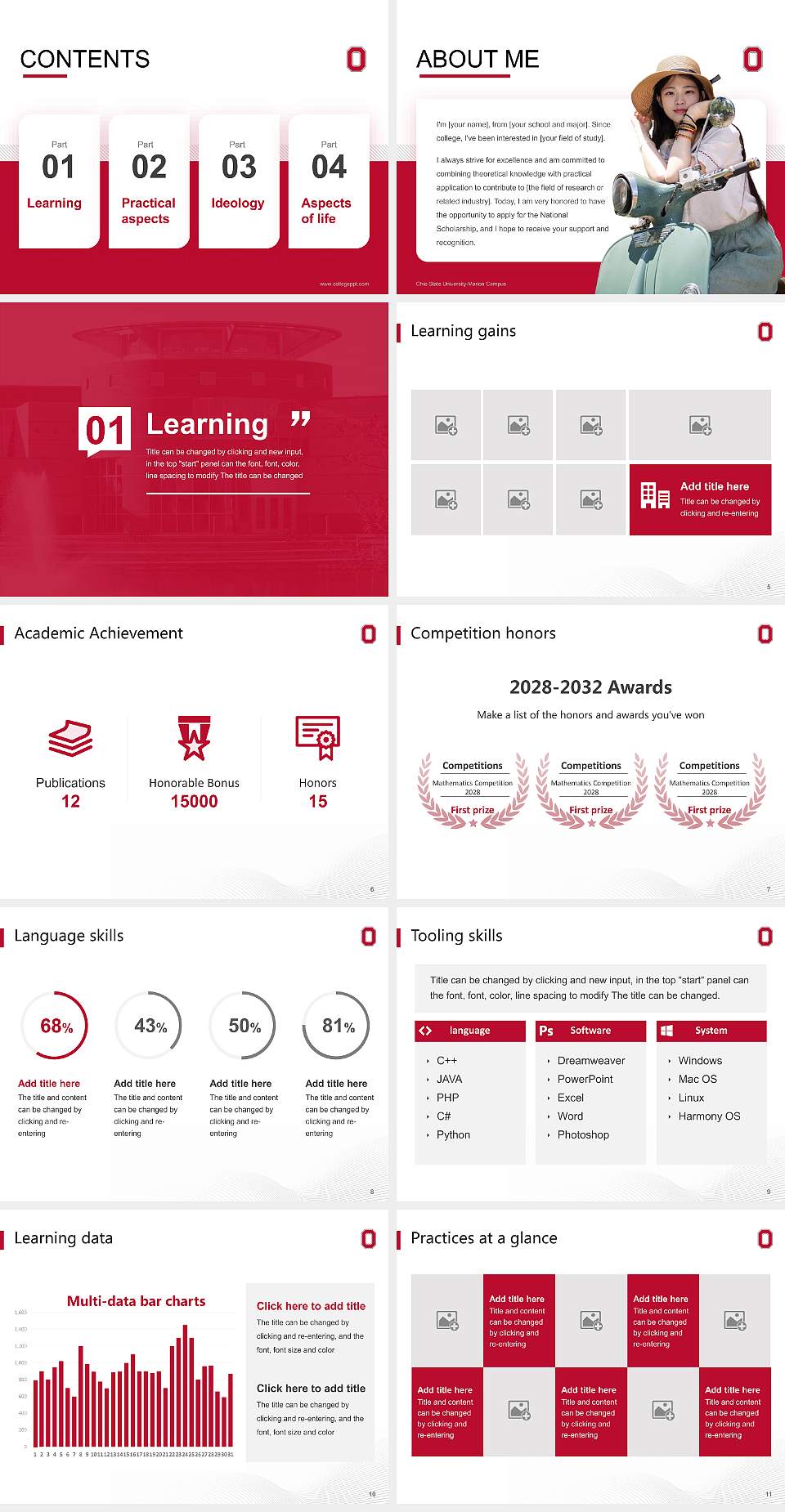 Ohio State University-Marion Campus National Scholarship Defense PPT Template4:3 ratio PPT effect preview image2