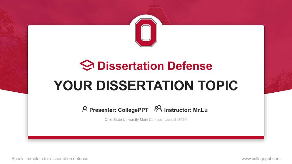 Ohio State University-Main Campus Graduation Thesis Defense PPT Template16:9 ratio PPT effect preview image