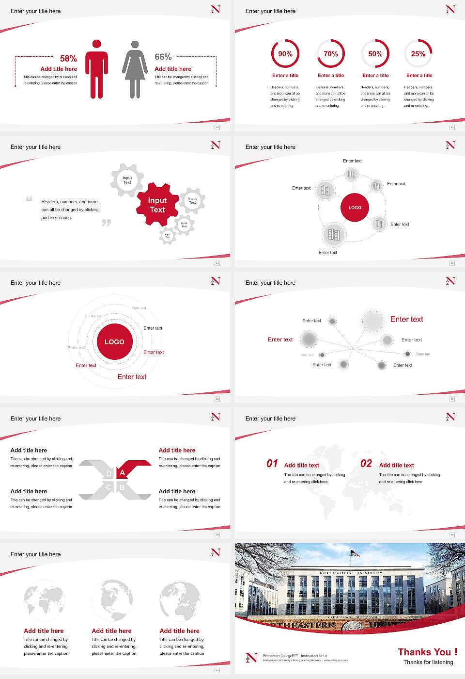 Northeastern University Lifelong Learning Network Course/Courseware Creation PPT Template16:9 ratio PPT effect preview image4