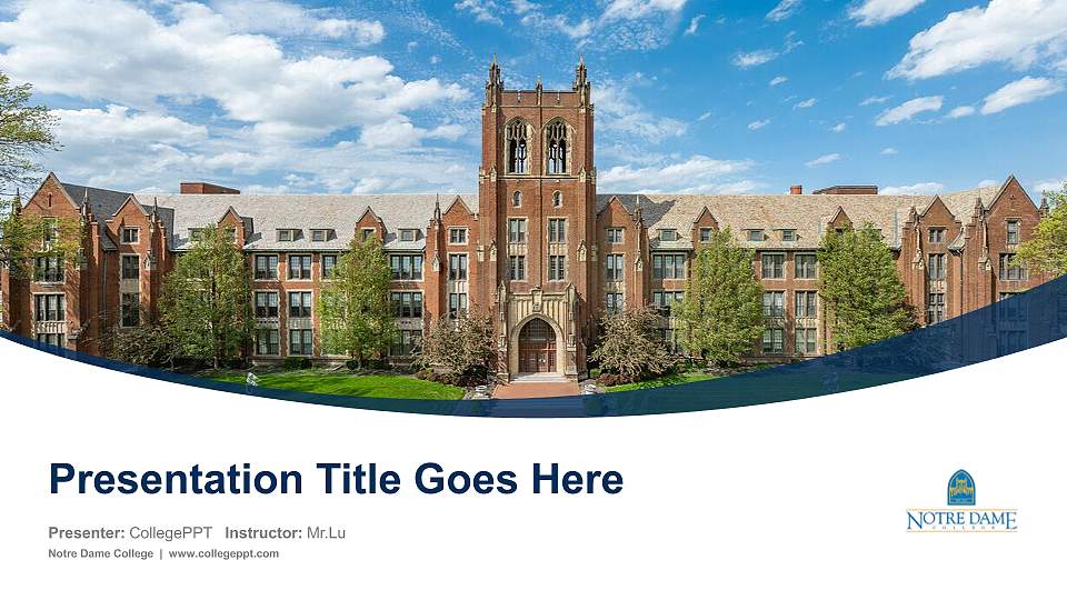 Notre Dame College Course/Courseware Creation PPT Template16:9 ratio PPT effect preview image
