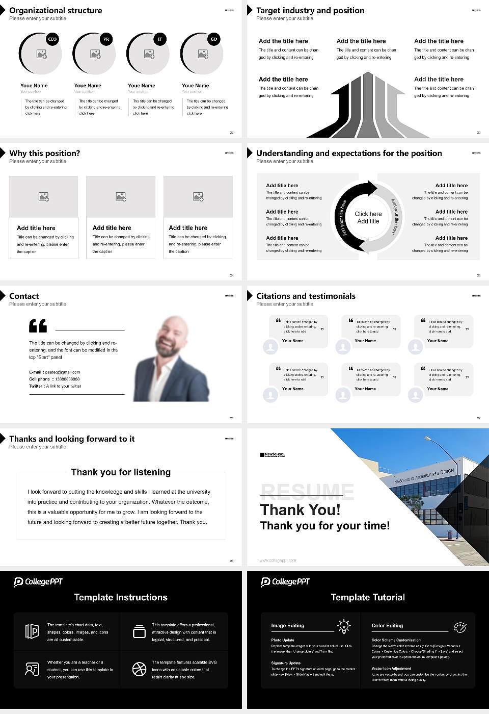 Newschool of Architecture and Design Resume PPT Template16:9 ratio PPT effect preview image4