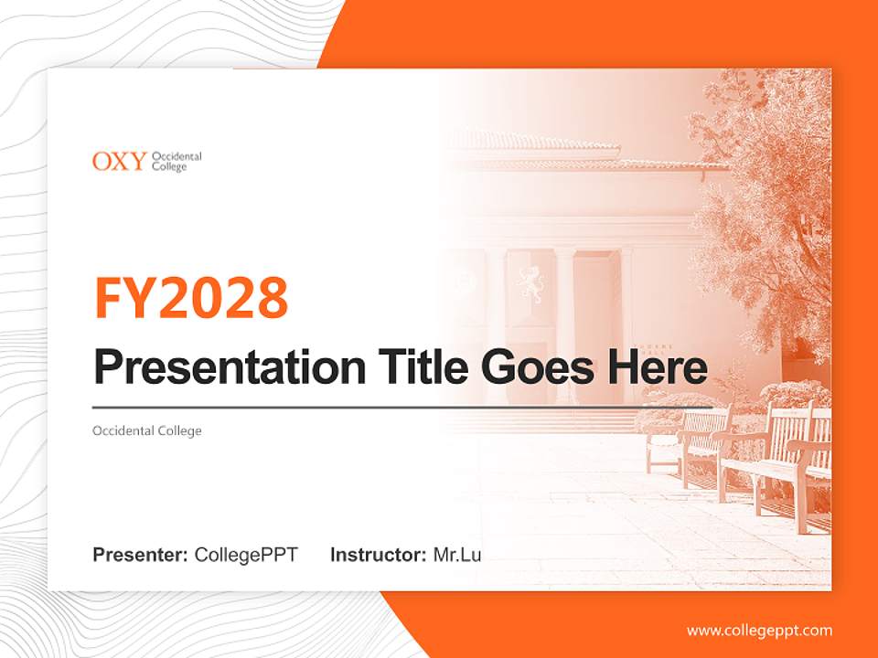 Occidental College Academic Presentation/Research Findings Report PPT Template4:3 ratio PPT effect preview image5