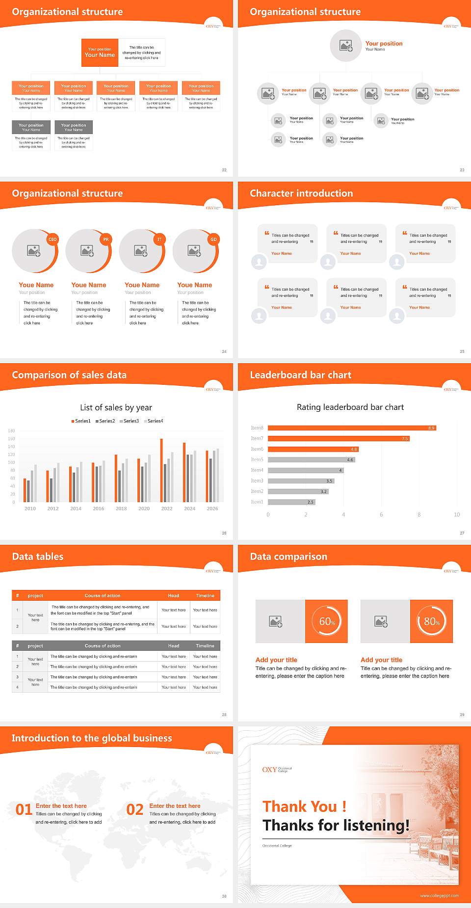 Occidental College Academic Presentation/Research Findings Report PPT Template4:3 ratio PPT effect preview image4