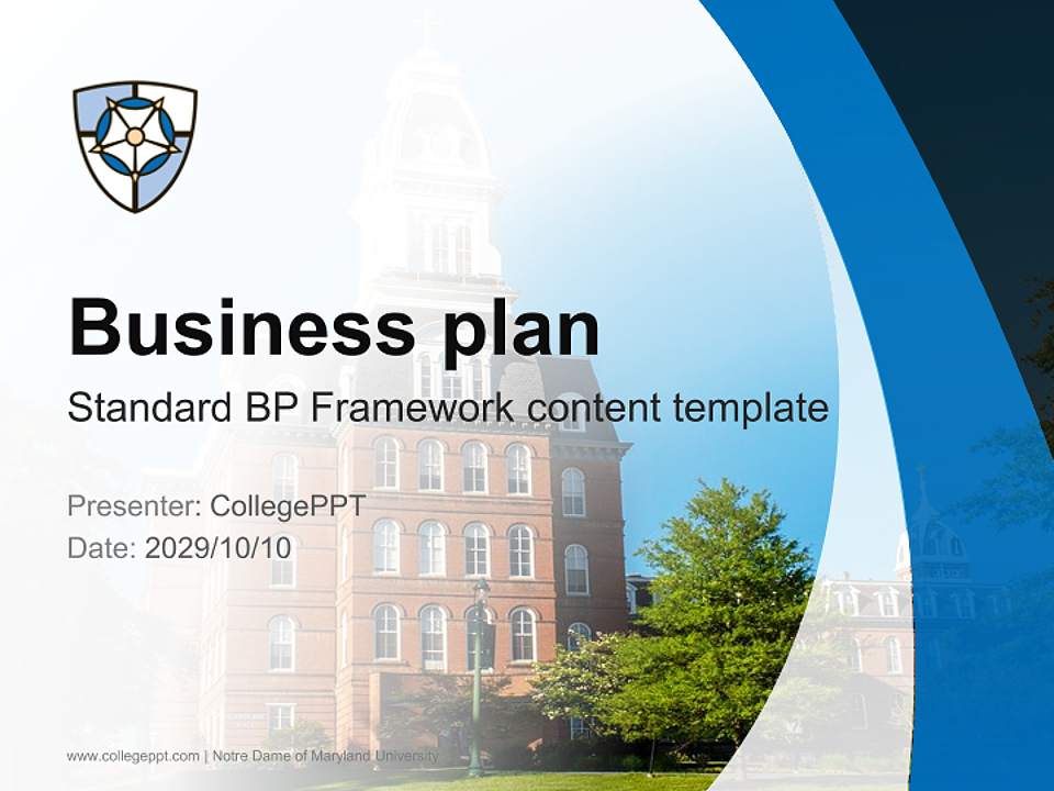Notre Dame of Maryland University Competition/Entrepreneurship Contest PPT Template4:3 ratio PPT effect preview image9