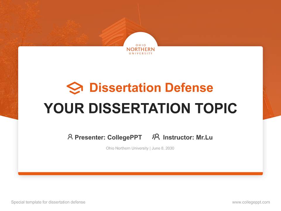 Ohio Northern University Graduation Thesis Defense PPT Template4:3 ratio PPT effect preview image7
