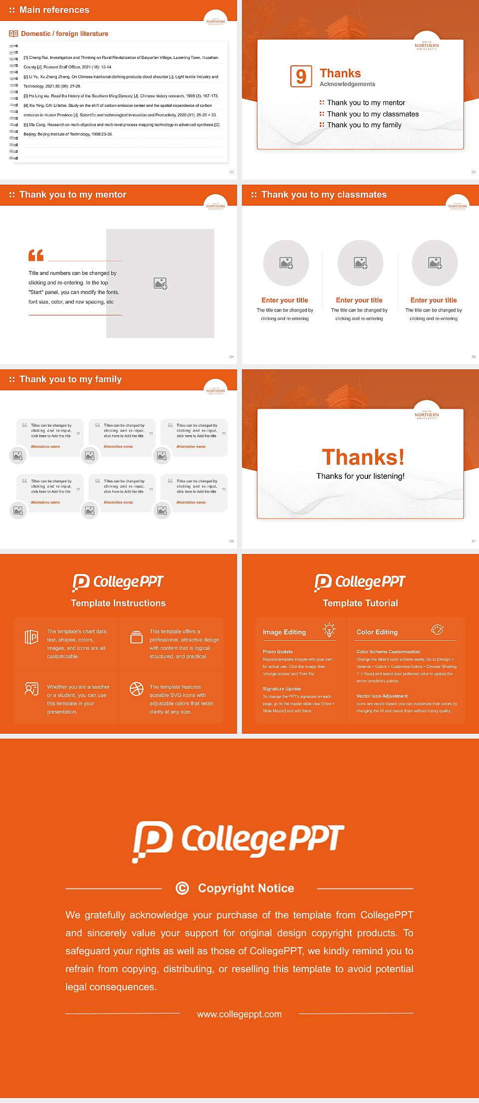 Ohio Northern University Graduation Thesis Defense PPT Template4:3 ratio PPT effect preview image7