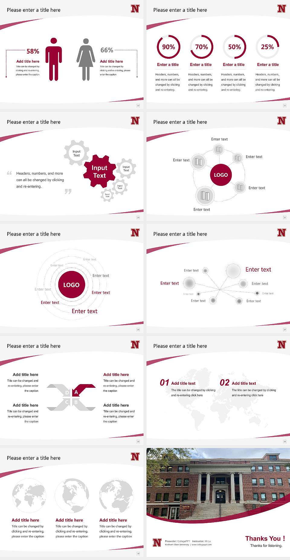 Northern State University Course/Courseware Creation PPT Template4:3 ratio PPT effect preview image4