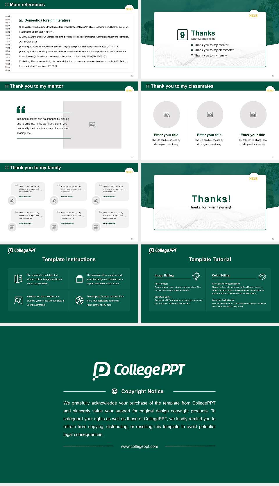 North Dakota State University-Main Campus Graduation Thesis Defense PPT Template16:9 ratio PPT effect preview image7