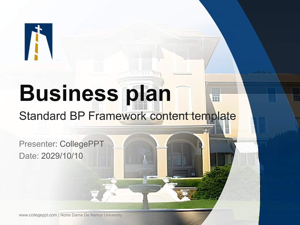 Notre Dame De Namur University Competition/Entrepreneurship Contest PPT Template4:3 ratio PPT effect preview image9