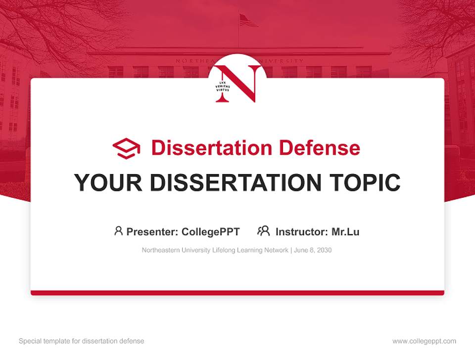 Northeastern University Lifelong Learning Network Graduation Thesis Defense PPT Template4:3 ratio PPT effect preview image7