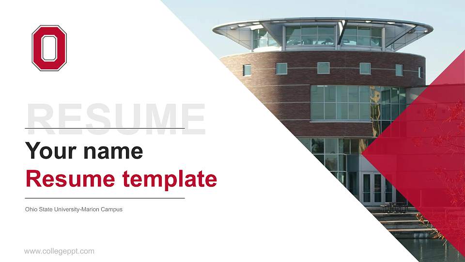 Ohio State University-Marion Campus Resume PPT Template16:9 ratio PPT effect preview image