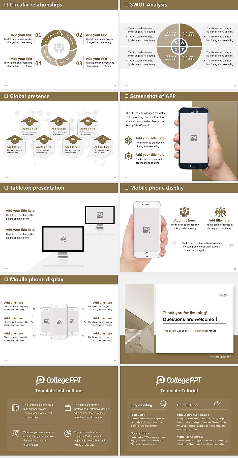Oakland University General Purpose PPT Template4:3 ratio PPT effect preview image5