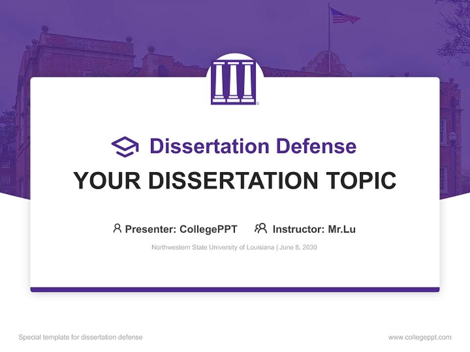 Northwestern State University of Louisiana Graduation Thesis Defense PPT Template4:3 ratio PPT effect preview image7