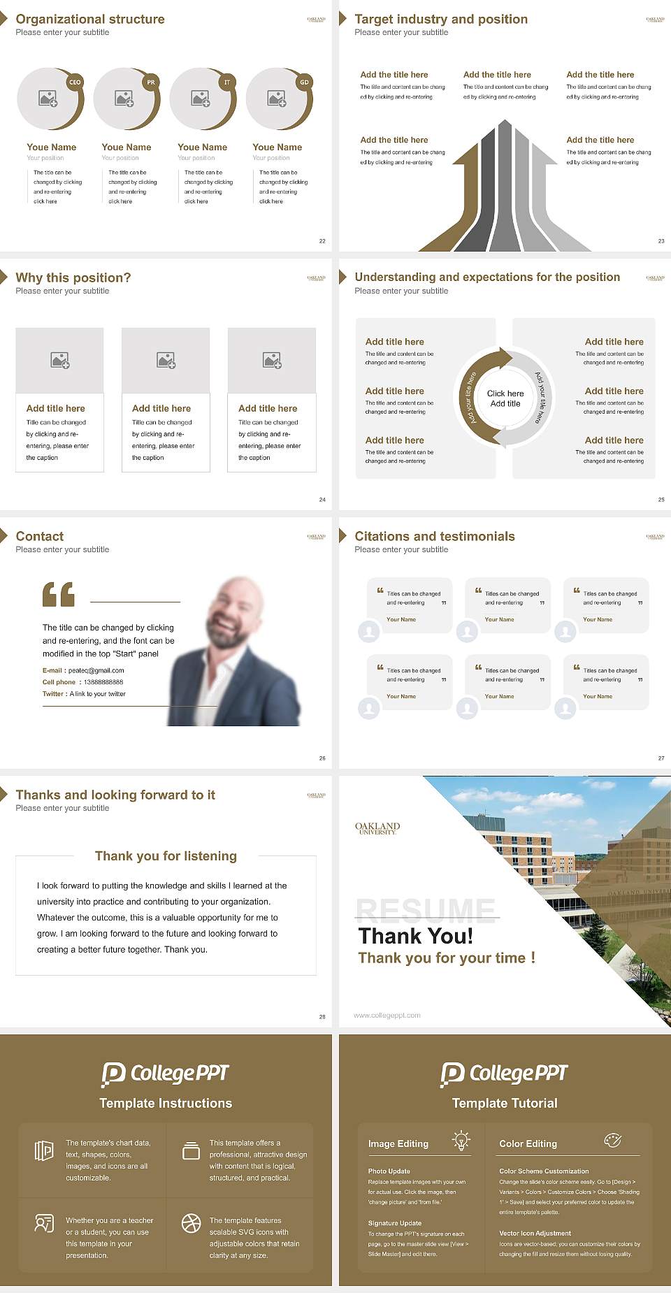 Oakland University Resume PPT Template4:3 ratio PPT effect preview image4