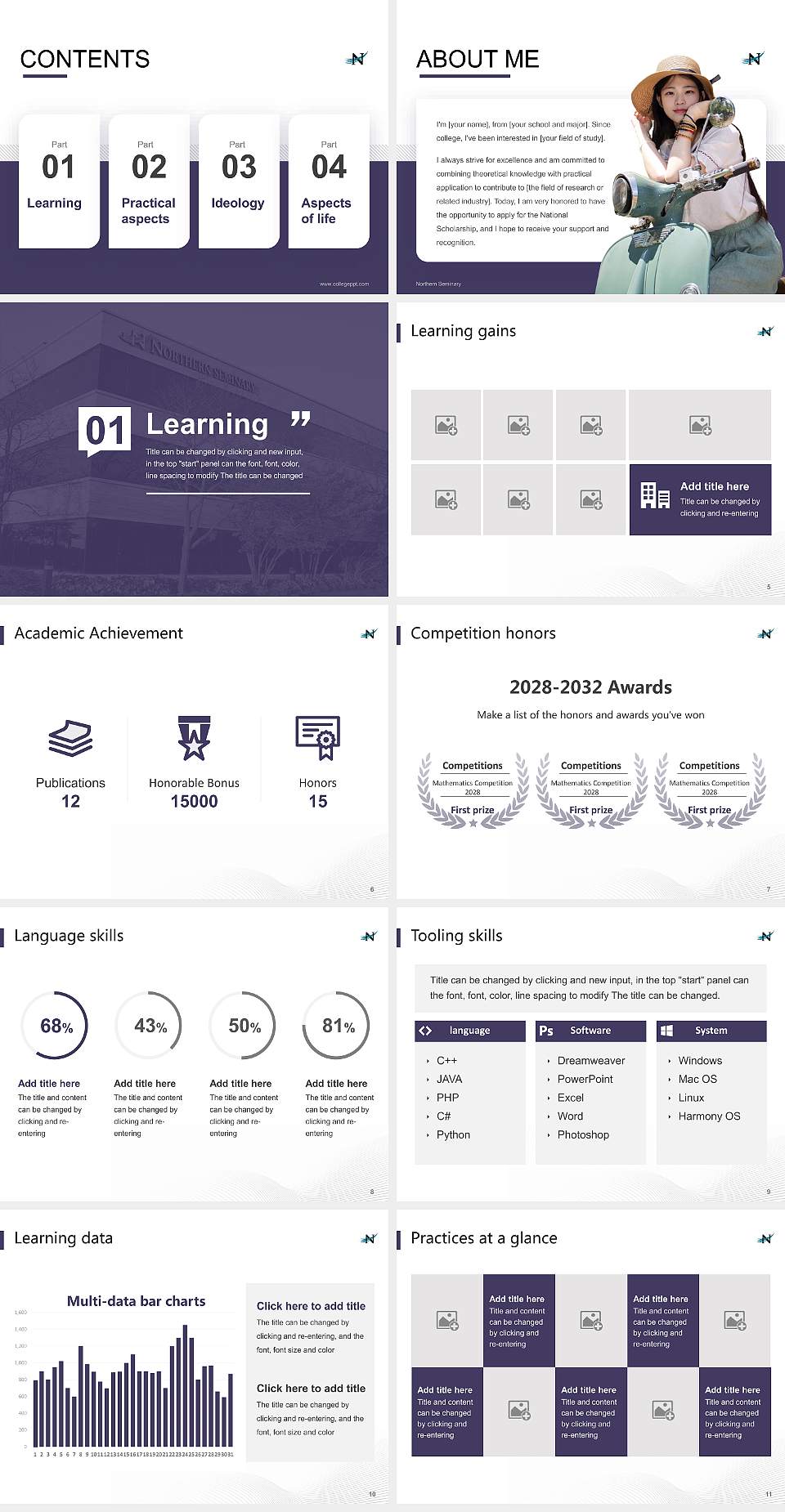 Northern Seminary National Scholarship Defense PPT Template4:3 ratio PPT effect preview image2