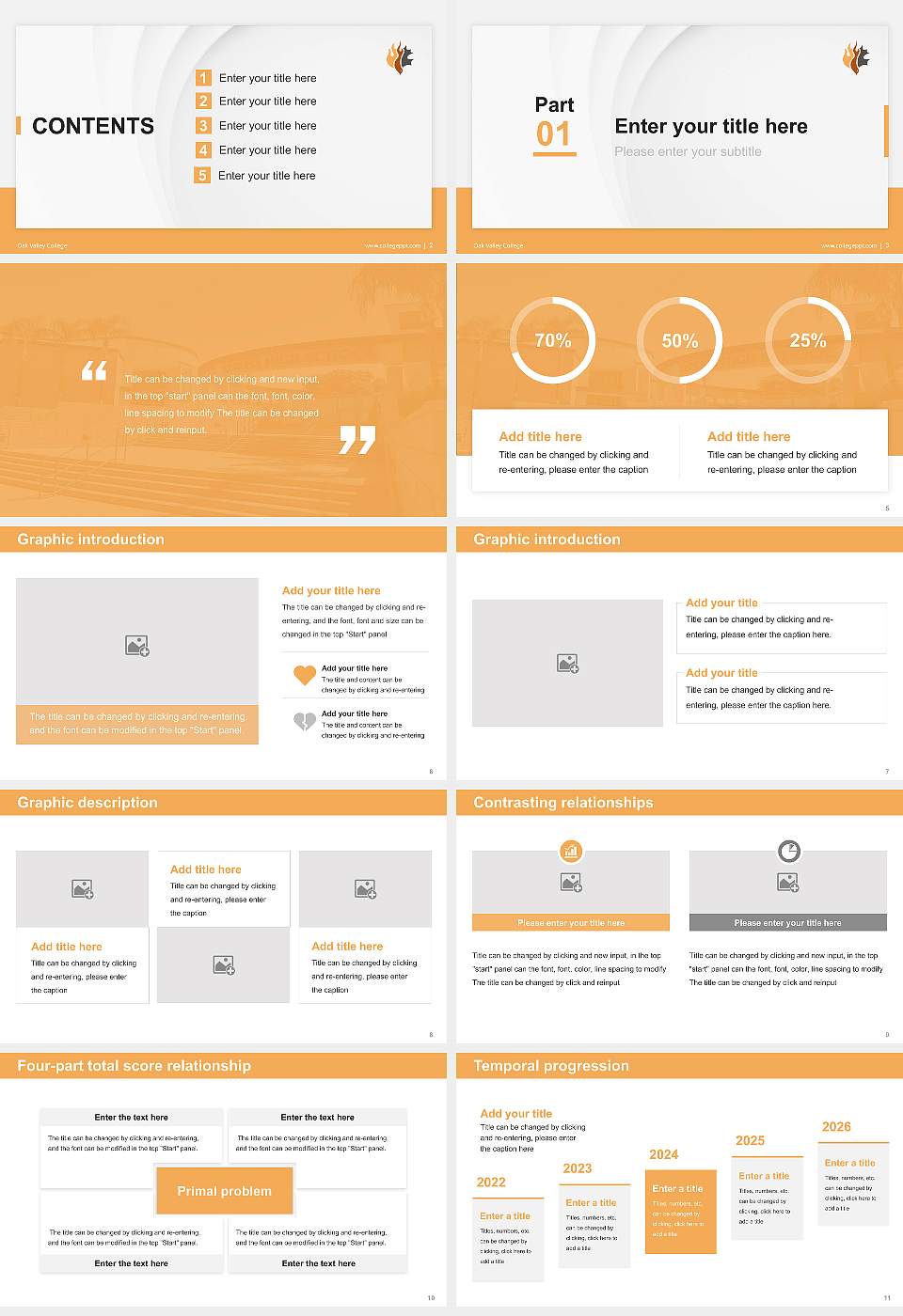 Oak Valley College Thesis Proposal/Graduation Defense PPT Template16:9 ratio PPT effect preview image2