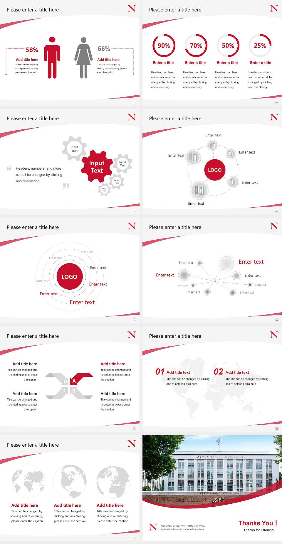 Northeastern University Course/Courseware Creation PPT Template4:3 ratio PPT effect preview image4