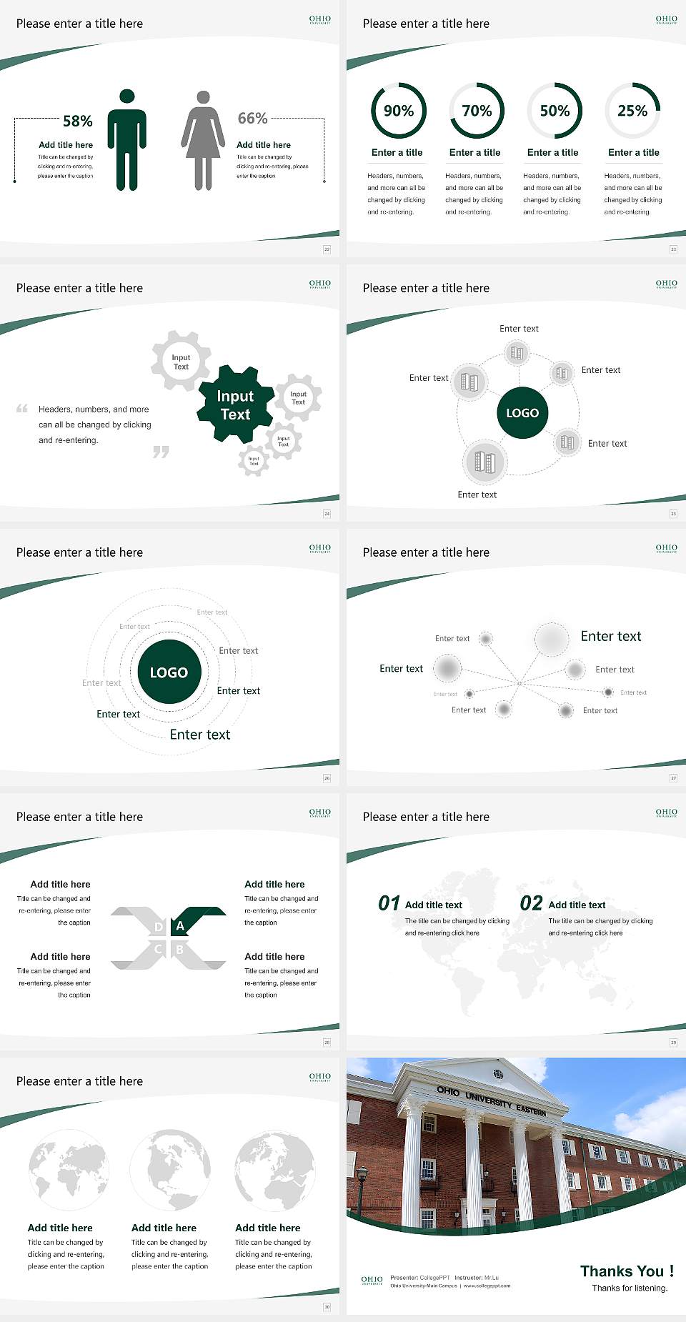 Ohio University-Main Campus Course/Courseware Creation PPT Template4:3 ratio PPT effect preview image4