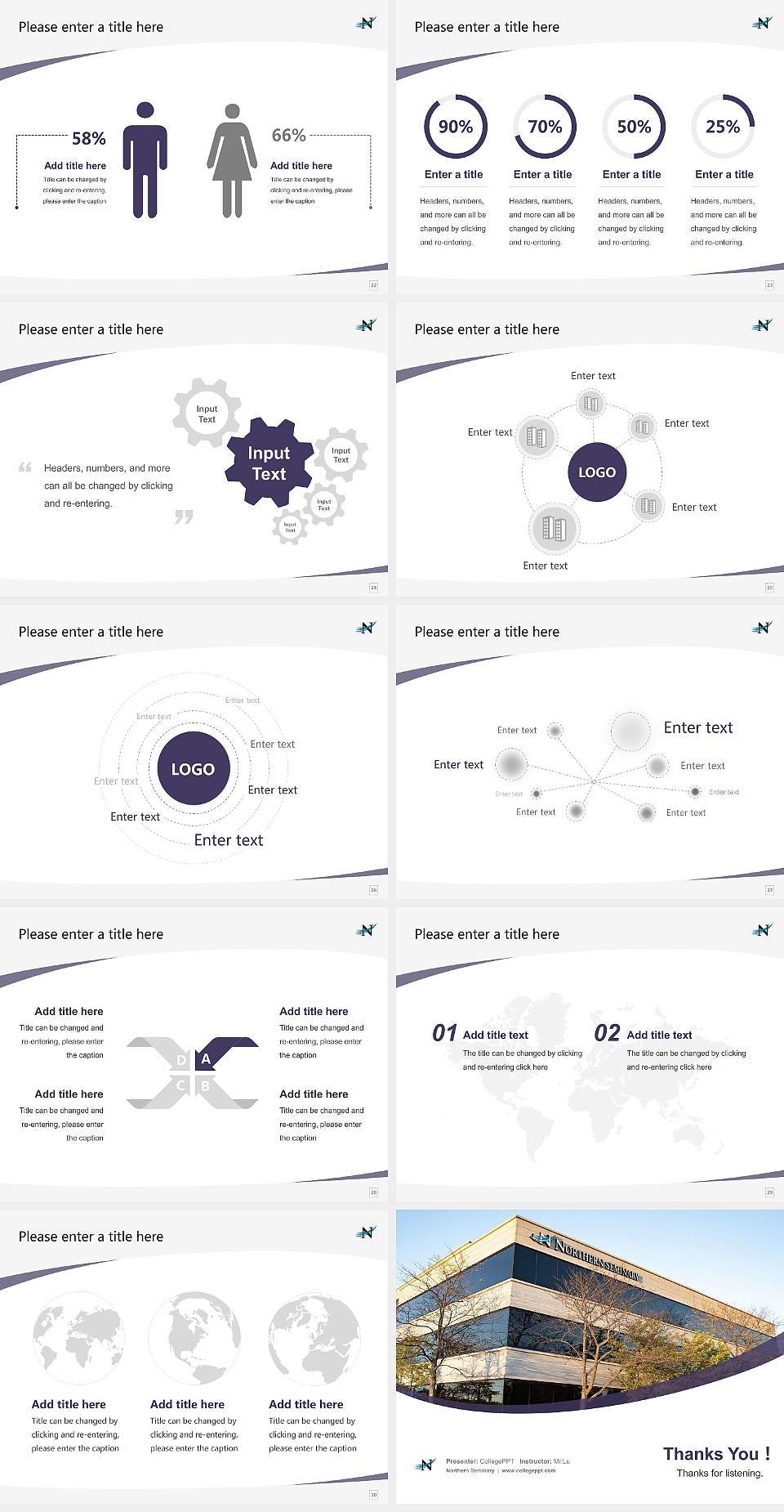 Northern Seminary Course/Courseware Creation PPT Template4:3 ratio PPT effect preview image4