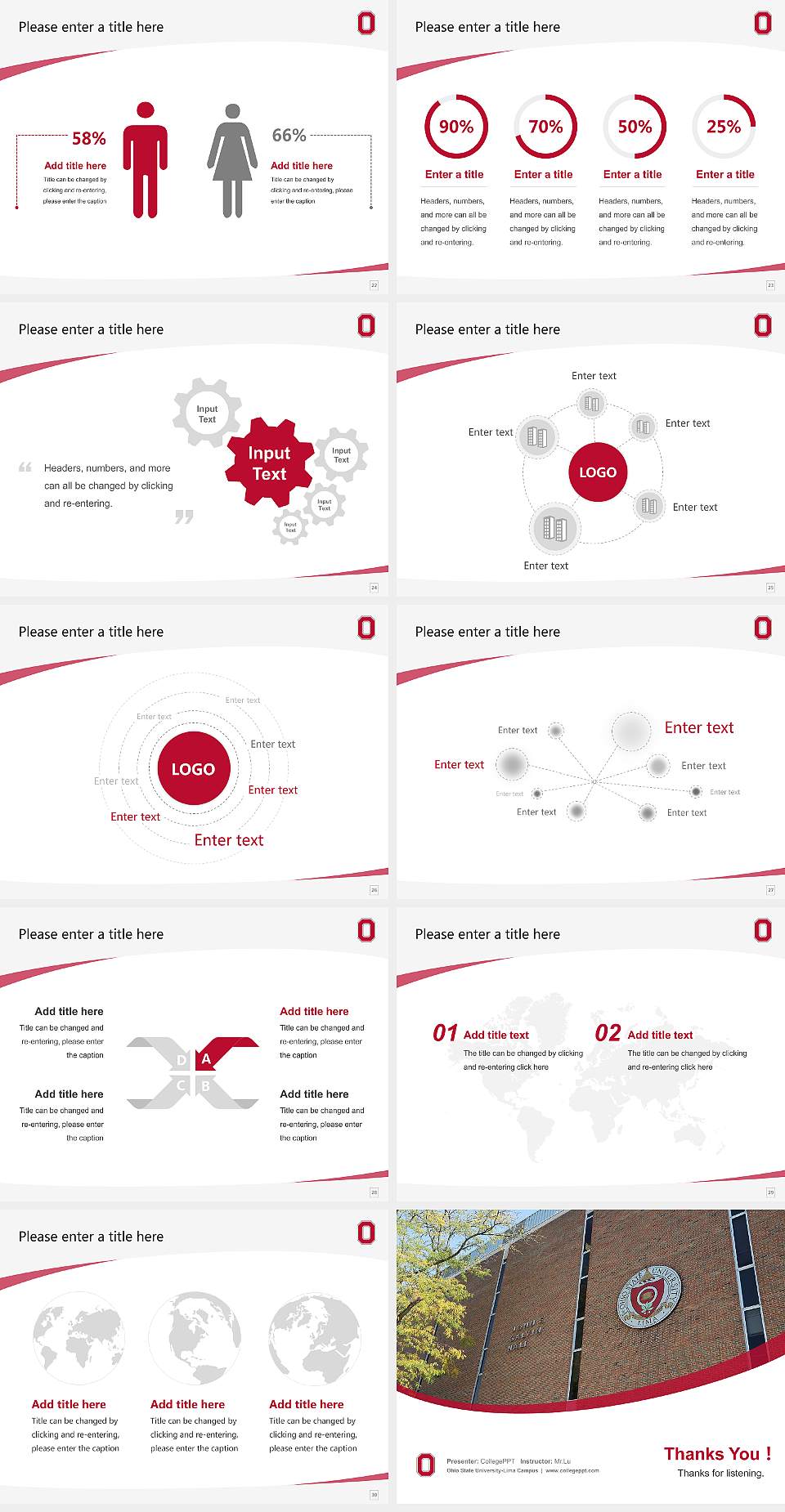 Ohio State University-Lima Campus Course/Courseware Creation PPT Template4:3 ratio PPT effect preview image4