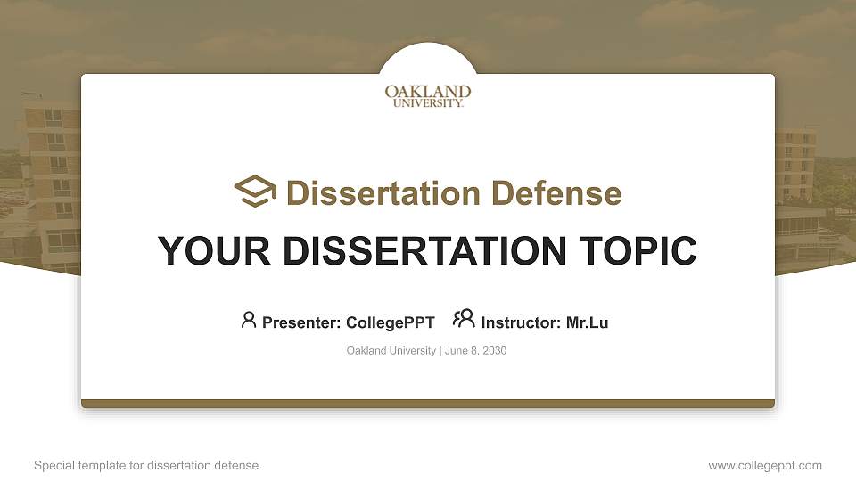 Oakland University Graduation Thesis Defense PPT Template16:9 ratio PPT effect preview image