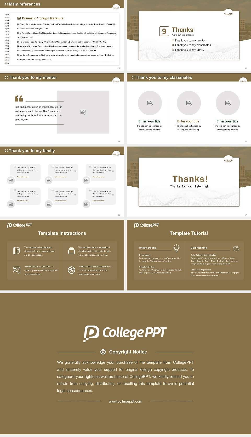 Oakland University Graduation Thesis Defense PPT Template16:9 ratio PPT effect preview image7