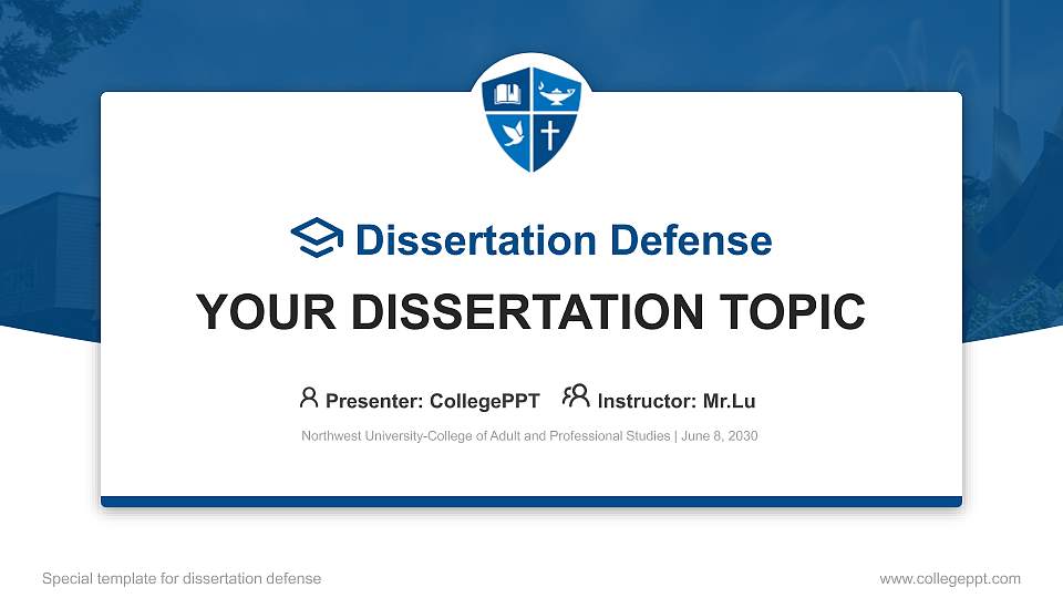 Northwest University-College of Adult and Professional Studies Graduation Thesis Defense PPT Template16:9 ratio PPT effect preview image