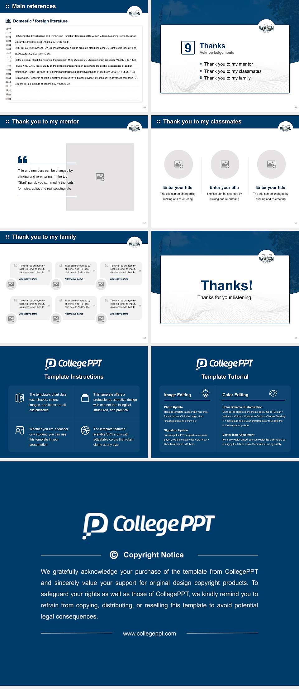 North Carolina Wesleyan College Graduation Thesis Defense PPT Template4:3 ratio PPT effect preview image7