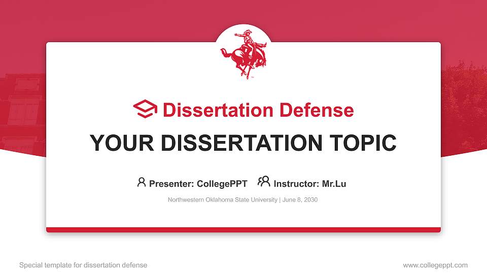 Northwestern Oklahoma State University Graduation Thesis Defense PPT Template16:9 ratio PPT effect preview image