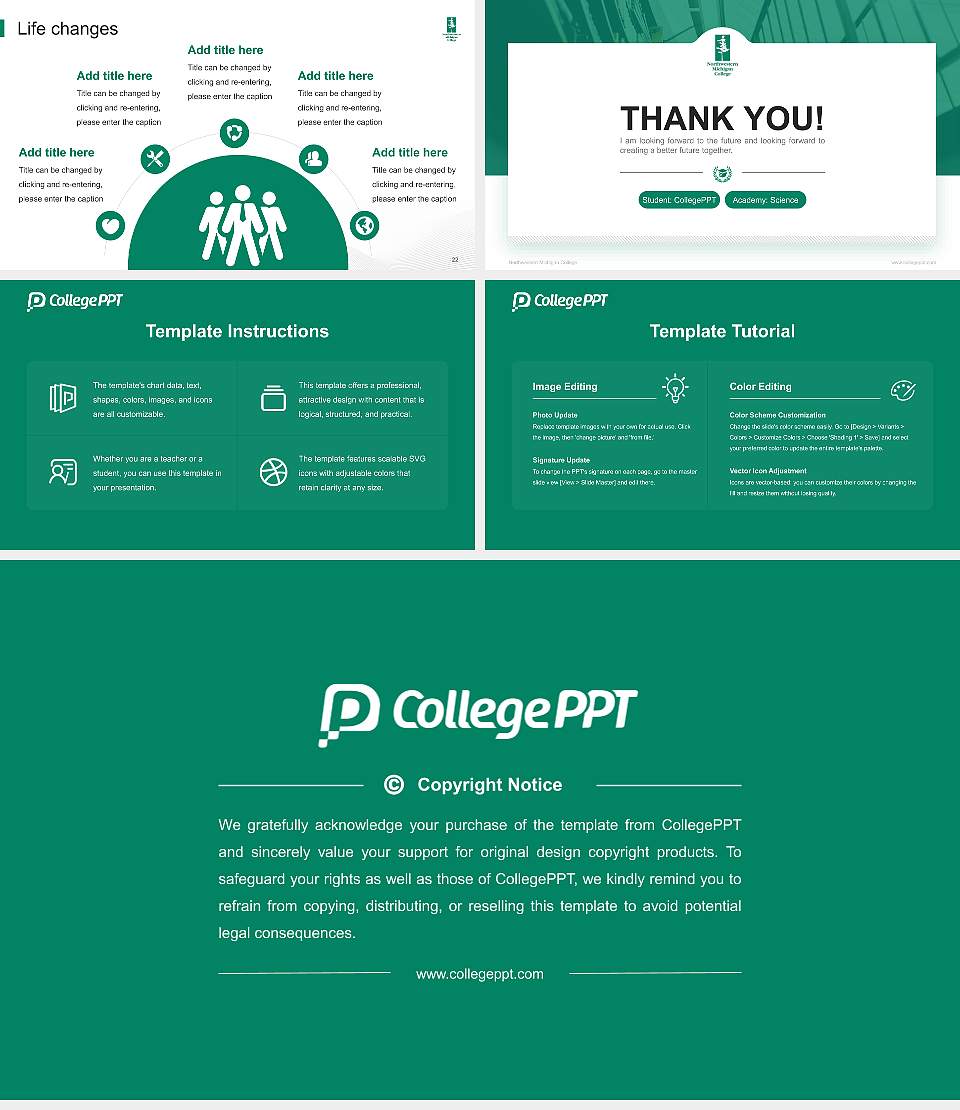 Northwestern Michigan College National Scholarship Defense PPT Template16:9 ratio PPT effect preview image4