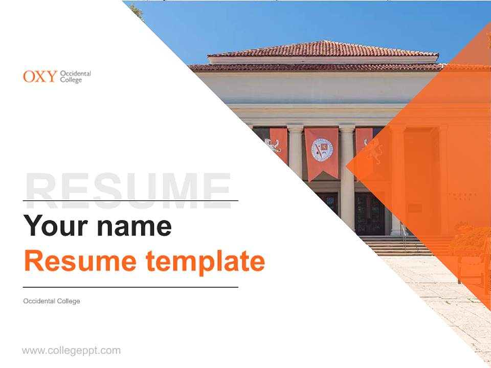 Occidental College Resume PPT Template4:3 ratio PPT effect preview image5