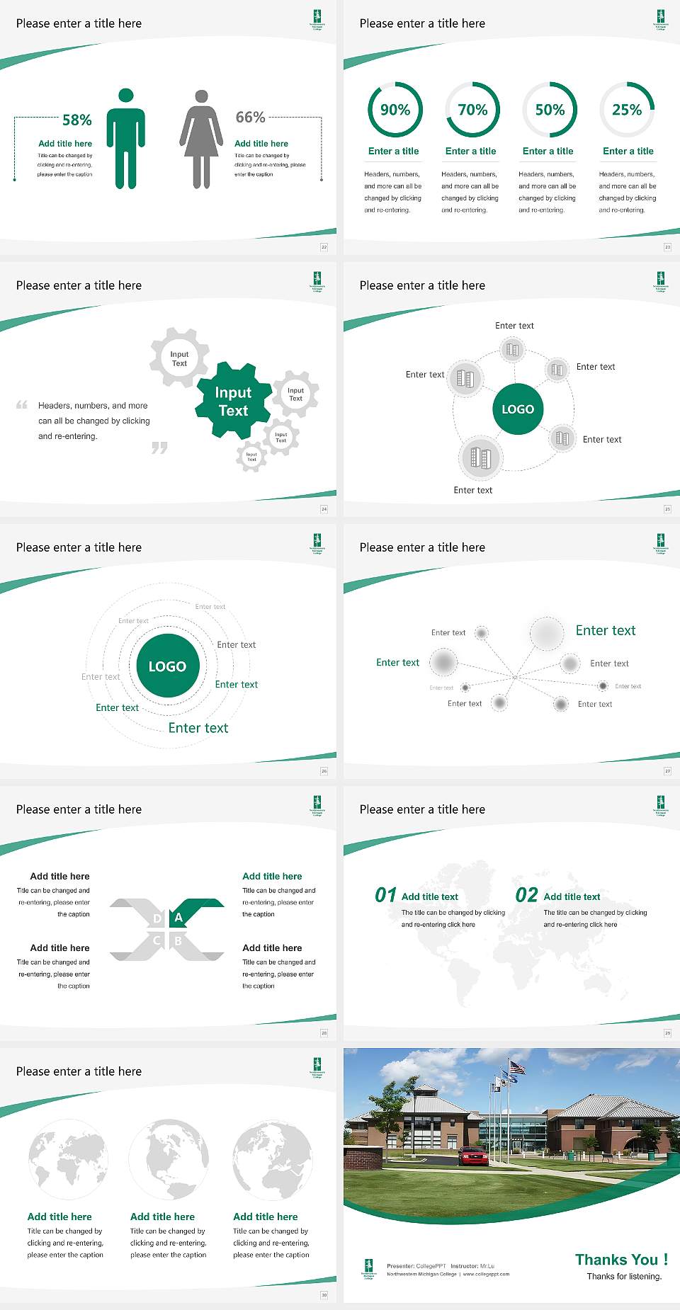 Northwestern Michigan College Course/Courseware Creation PPT Template4:3 ratio PPT effect preview image4