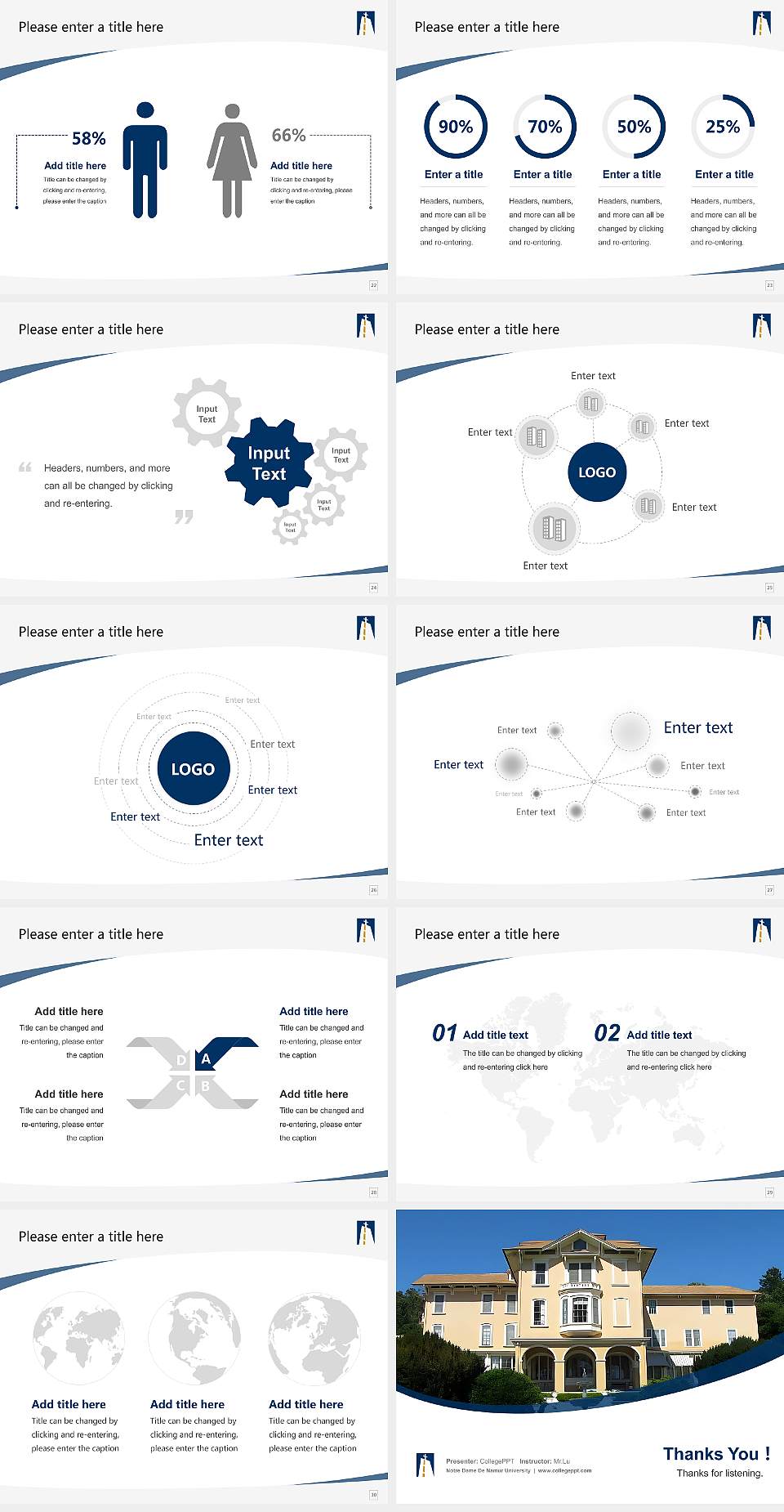 Notre Dame De Namur University Course/Courseware Creation PPT Template4:3 ratio PPT effect preview image4