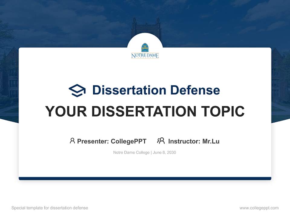 Notre Dame College Graduation Thesis Defense PPT Template4:3 ratio PPT effect preview image7
