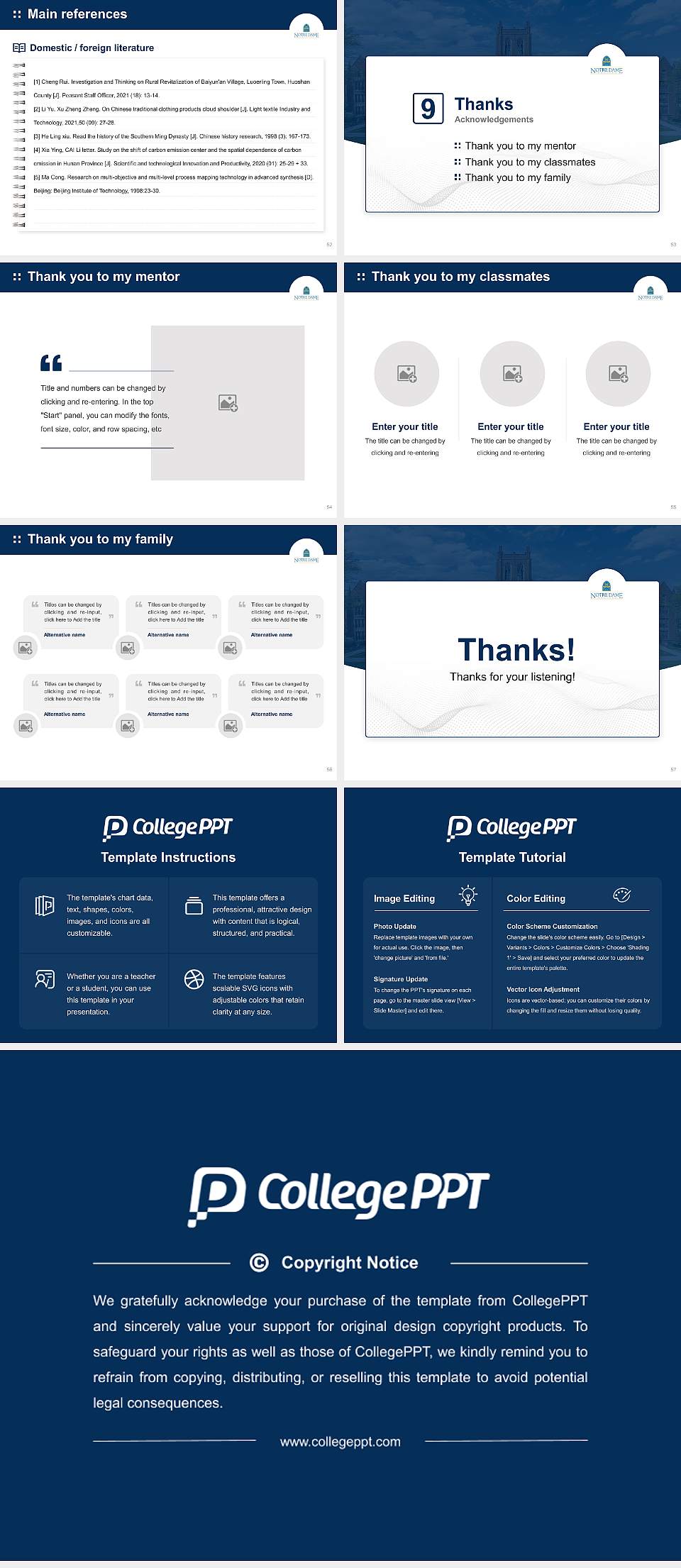 Notre Dame College Graduation Thesis Defense PPT Template4:3 ratio PPT effect preview image7