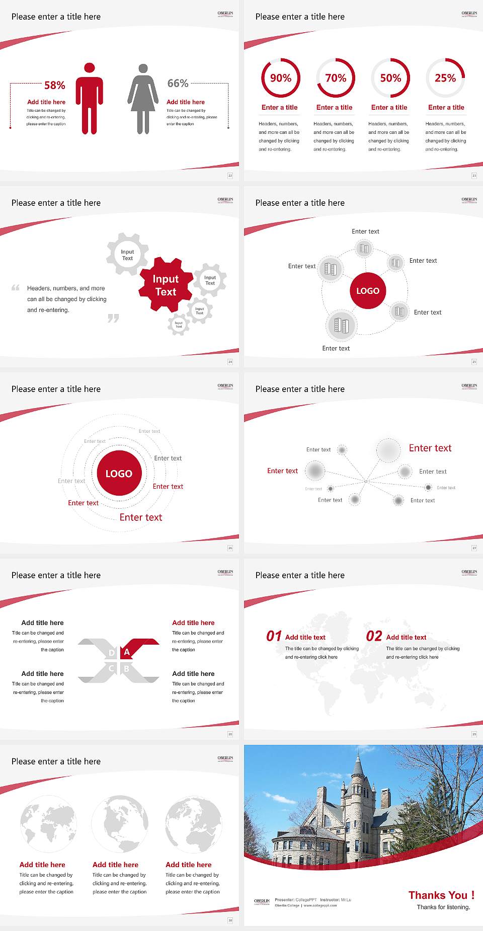 Oberlin College Course/Courseware Creation PPT Template4:3 ratio PPT effect preview image4