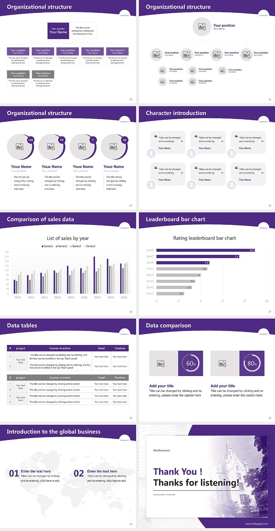 Northwestern University Academic Presentation/Research Findings Report PPT Template4:3 ratio PPT effect preview image4