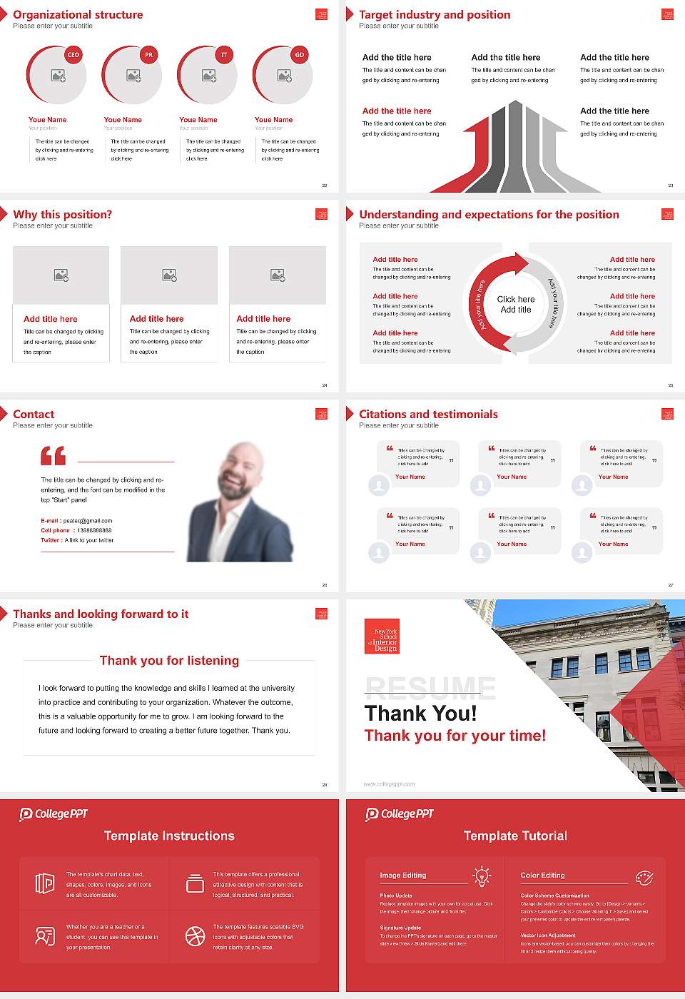 New York School of Interior Design Resume PPT Template16:9 ratio PPT effect preview image4