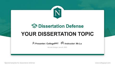 Nichols College Graduation Thesis Defense PPT Template