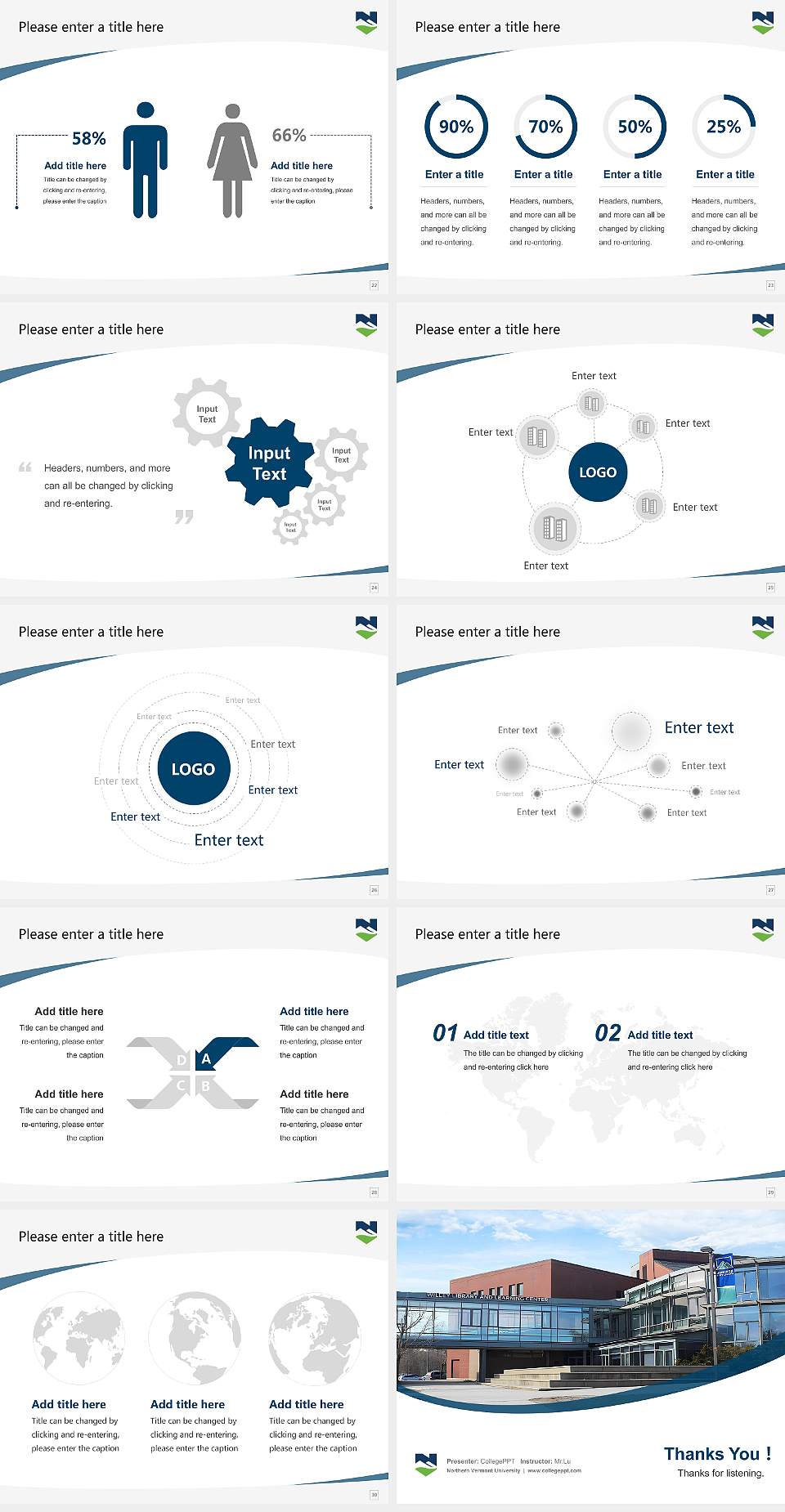 Northern Vermont University Course/Courseware Creation PPT Template4:3 ratio PPT effect preview image4