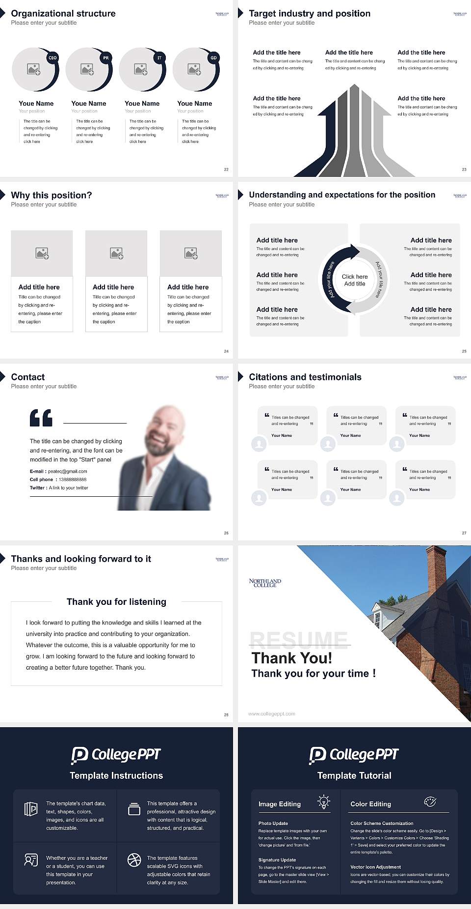Northland College Resume PPT Template4:3 ratio PPT effect preview image4