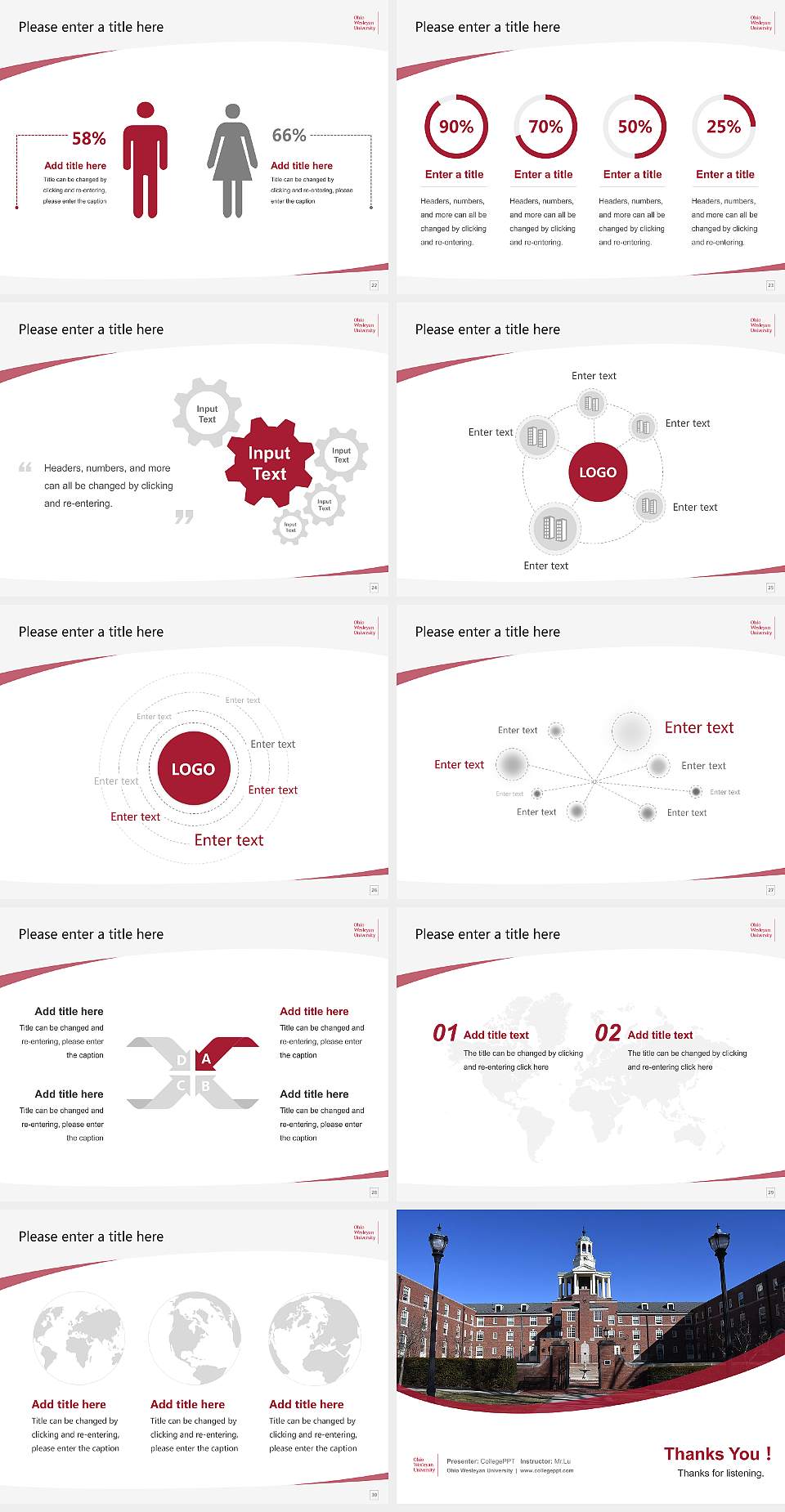 Ohio Wesleyan University Course/Courseware Creation PPT Template4:3 ratio PPT effect preview image4