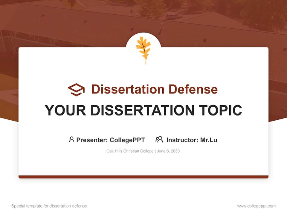 Oak Hills Christian College Graduation Thesis Defense PPT Template4:3 ratio PPT effect preview image7