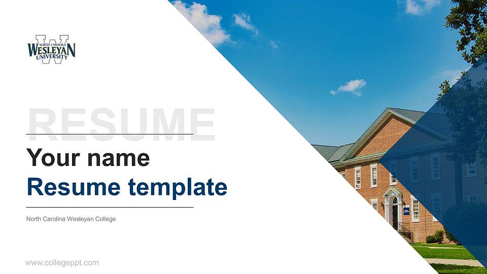 North Carolina Wesleyan College Resume PPT Template16:9 ratio PPT effect preview image