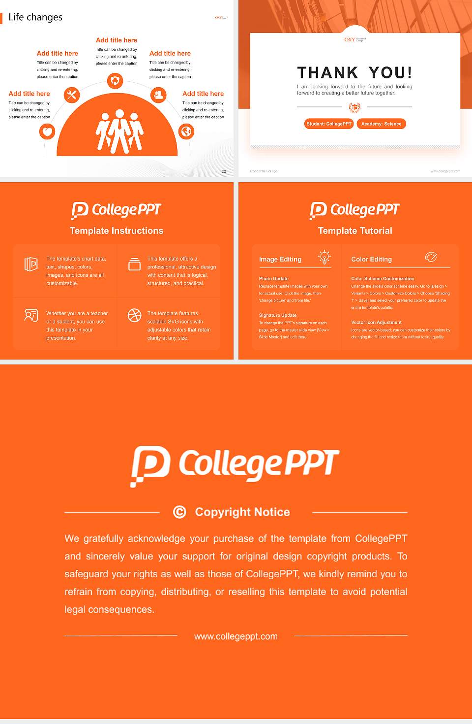 Occidental College National Scholarship Defense PPT Template4:3 ratio PPT effect preview image4