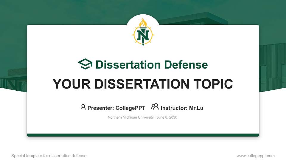 Northern Michigan University Graduation Thesis Defense PPT Template16:9 ratio PPT effect preview image