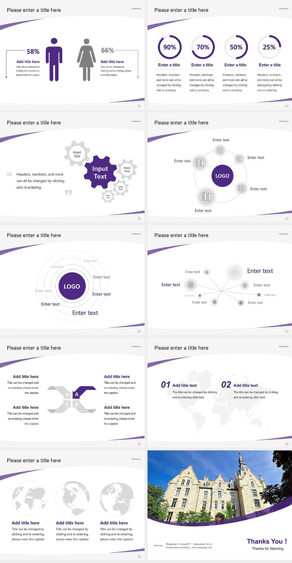 Northwestern University Course/Courseware Creation PPT Template4:3 ratio PPT effect preview image4
